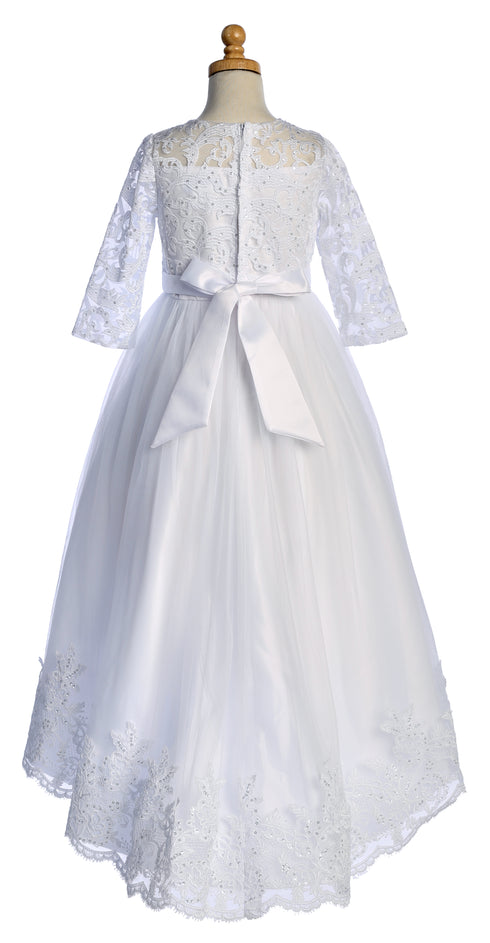 Girls Sequin Embroidered Train Tulle Communion Dress 6-14